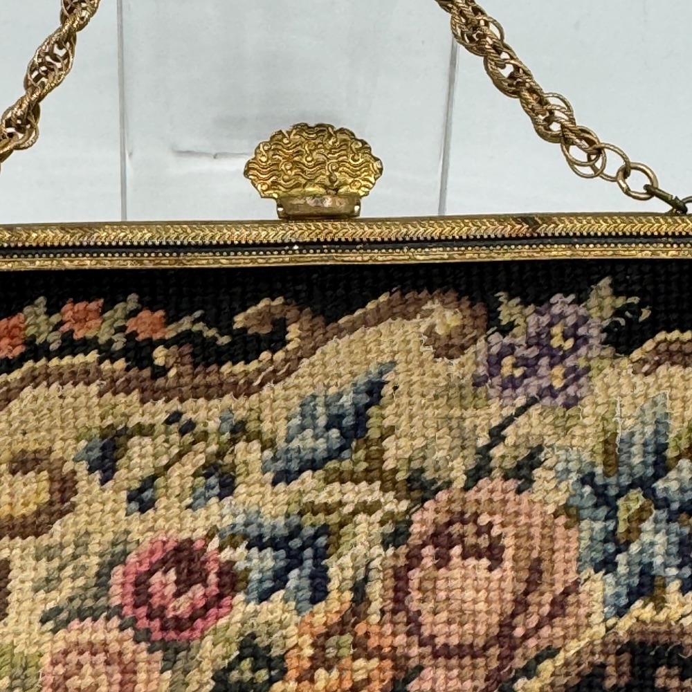 Antique 1920s Art Deco Made in Czechoslovakia Micro Petit Point Purse CrownClasp - Picture 5 of 14